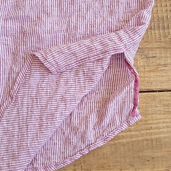 FREE PEOPLE sz XS striped button up Casual red white - Picture 5 of 5